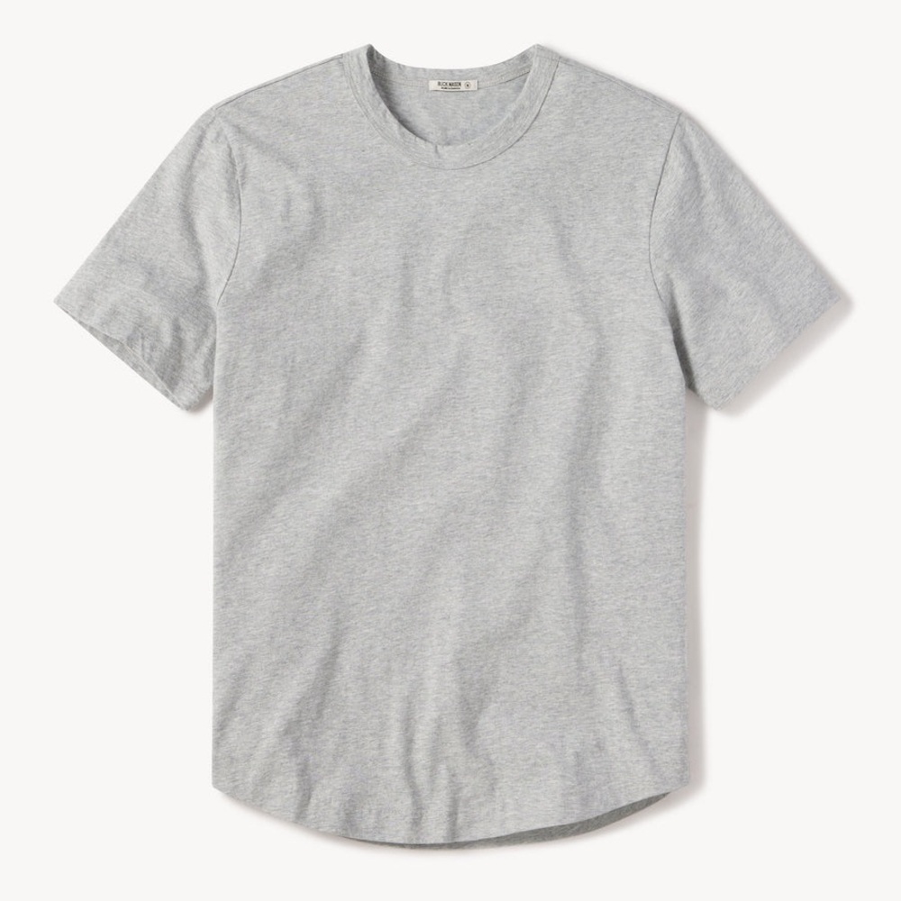 x2 Buck Mason PIMA CURVED HEM TEES - Heather Grey - Standard Small